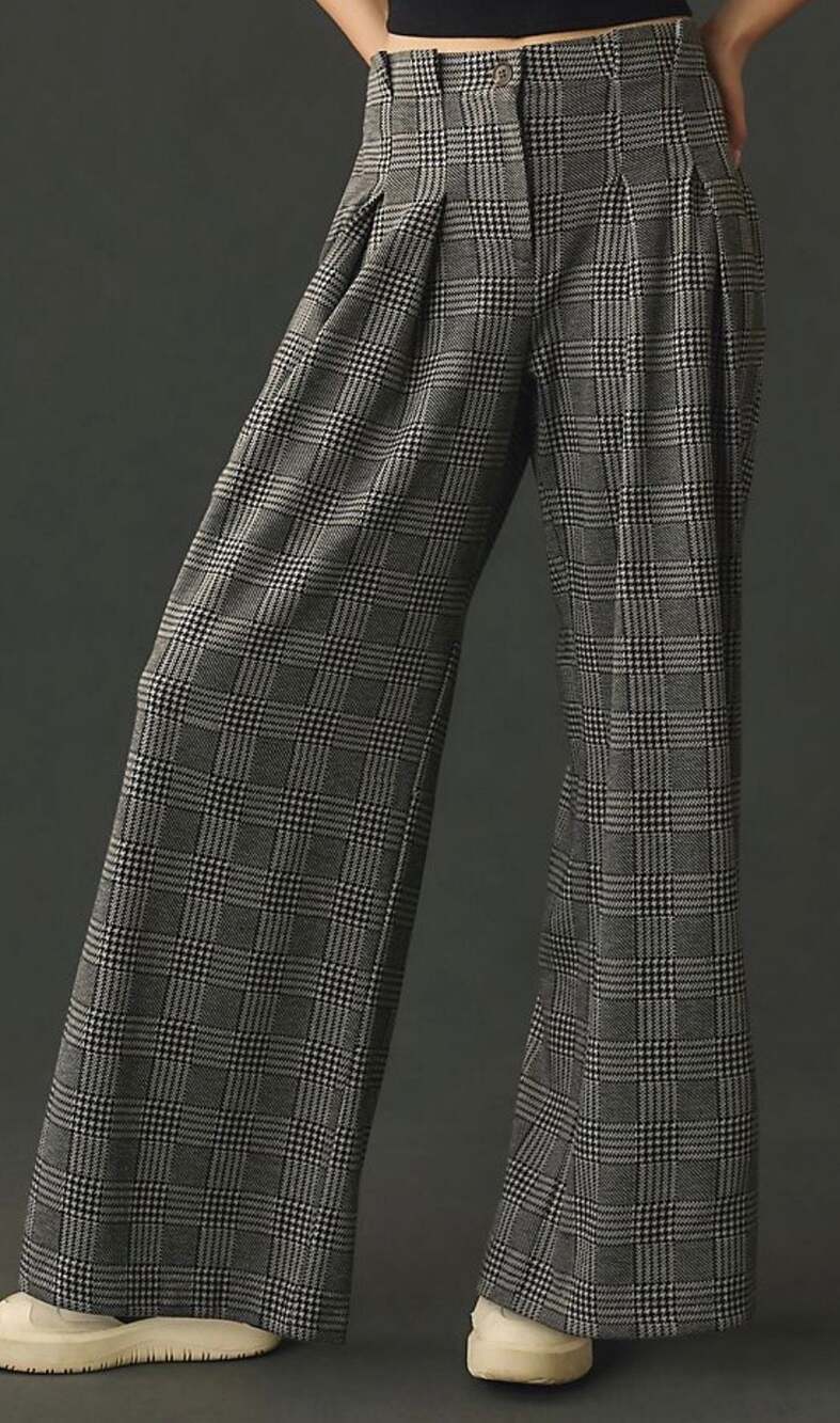 Maeve Anthropologie Plaid Wide-Leg Trousers Size 8 - Picture 5 of 10